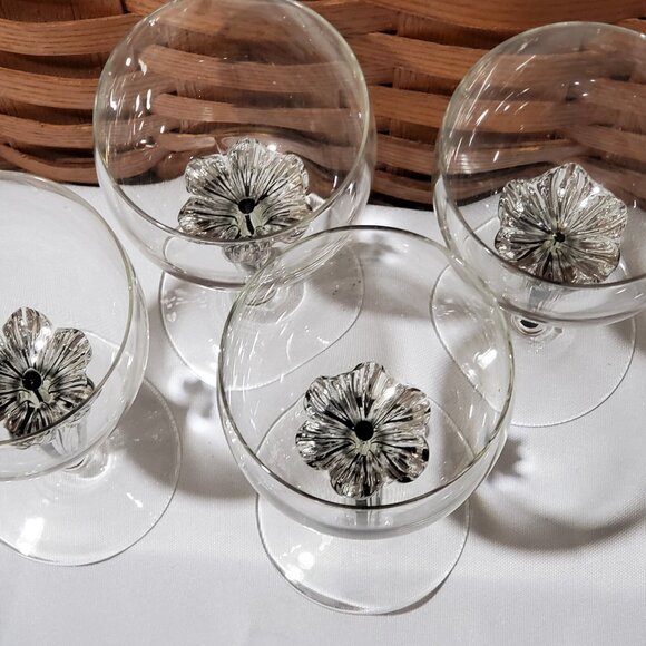 Belfor Exquisite Water Glasses 6" Bohemia black stem fine crystal stemware 4pc - Picture 3 of 4